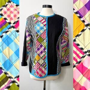 VTG 80s Koos Of Course Funky Colorful Oversized Quilted Jacket Coat